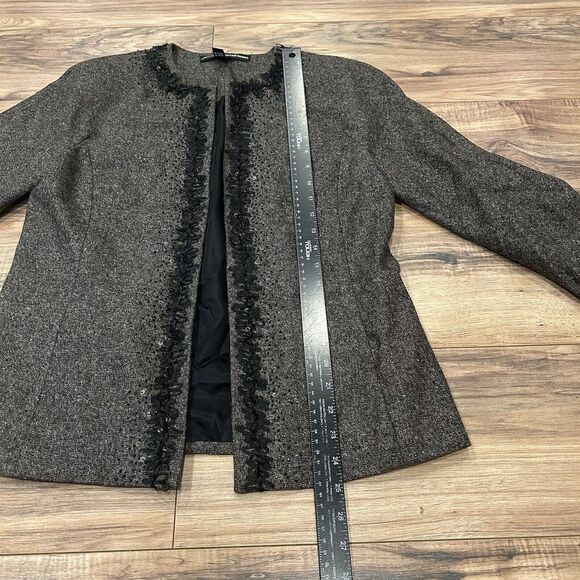 Linda Allard Ellen Tracy Jacket Open Front Wool Blend Blazer Beaded size 6 - Picture 4 of 9